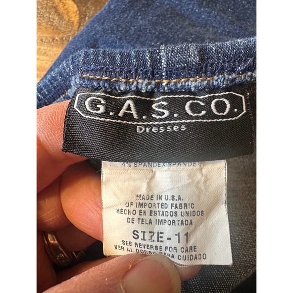GAS CO Vintage Denim Corset Mini Dress Dark Wash Lace Up Western Blue Size 11 - Picture 4 of 11